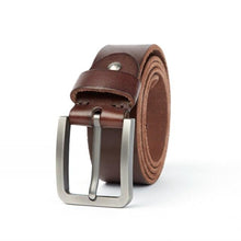 Cargar imagen en el visor de la galería, Natural Leather Male Belt Material Sturdy Steel Buckle Original Leather Belt Suitable for Jeans Casual Pants
