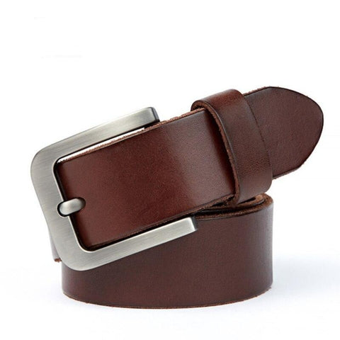 Men's Belt Premium Original Leather Sturdy Metal Pin Buckle Jeans Belt for Men Vintage Design Brown Belt Men's Gift