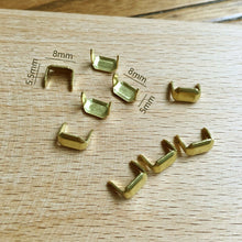 Load image into Gallery viewer, B 20 Pcs Brass Leather Staples Two Prong for Belt Loops Keeper Connect Craft Fastener Hardware Accessories