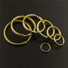 Cargar imagen en el visor de la galería, Solid Brass Split Rings Double Loop Keyring 10-35mm Keychain Keys Holder DIY Leather Craft hardware