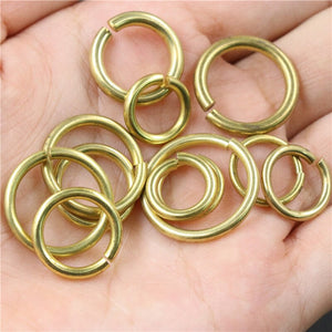 C 50pcs Solid brass Open O ring seam Round jump ring Garments shoes Leather craft bag Jewelry findings repair connectors