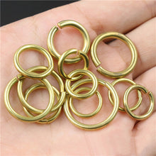 Load image into Gallery viewer, C 50pcs Solid brass Open O ring seam Round jump ring Garments shoes Leather craft bag Jewelry findings repair connectors