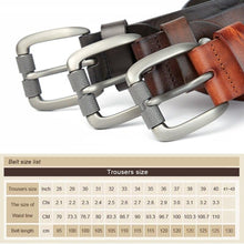 Cargar imagen en el visor de la galería, Men&#39;s Belt Top Natural Genuine Leather Sturdy Buckle Men Vintage Belt Suitable for Jeans Casual Pants Cummerbund
