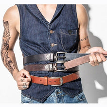 Cargar imagen en el visor de la galería, Men Belt leather Casual Belts Vintage Handmade Design Pin Buckle Genuine Leather Belts Male Waistband