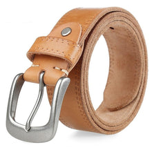 Cargar imagen en el visor de la galería, Cowhide Men&#39;s Belt Alloy Pin Buckle Natural Leather Non-layered Jeans Belt Used For Men