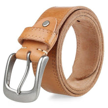画像をギャラリービューアに読み込む, Cowhide Men&#39;s Belt Alloy Pin Buckle Natural Leather Non-layered Jeans Belt Used For Men