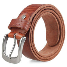 Cargar imagen en el visor de la galería, Cowhide Men&#39;s Belt Alloy Pin Buckle Natural Leather Non-layered Jeans Belt Used For Men