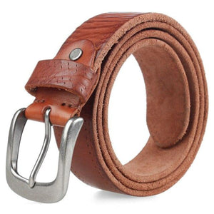 Cowhide Men's Belt Alloy Pin Buckle Natural Leather Non-layered Jeans Belt Used For Men