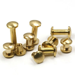 B 10pcs Solid Brass Binding Chicago Screws Nail Stud Rivets For Photo Album Leather Craft Studs Belt Wallet Fasteners 8mm Dome Cap