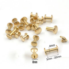 B 10pcs Solid Brass Binding Chicago Screws Nail Stud Rivets For Photo Album Leather Craft Studs Belt Wallet Fasteners 8mm Dome Cap