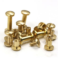 Load image into Gallery viewer, B 10pcs Solid Brass Binding Chicago Screws Nail Stud Rivets For Photo Album Leather Craft Studs Belt Wallet Fasteners 8mm Dome Cap