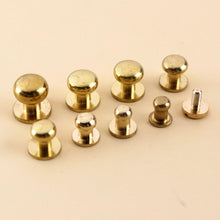 Load image into Gallery viewer, B 10pcs Solid brass  sam brown browne button screw back Round head ball post studs nail rivets leather craft accessory