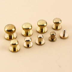 B 10pcs Solid brass  sam brown browne button screw back Round head ball post studs nail rivets leather craft accessory