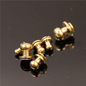 B 10pcs Solid brass  sam brown browne button screw back Round head ball post studs nail rivets leather craft accessory