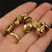 Load image into Gallery viewer, B 10pcs Solid brass  sam brown browne button screw back Round head ball post studs nail rivets leather craft accessory