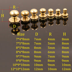 B 10pcs Solid brass  sam brown browne button screw back Round head ball post studs nail rivets leather craft accessory