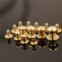 B 10pcs Solid brass  sam brown browne button screw back Round head ball post studs nail rivets leather craft accessory