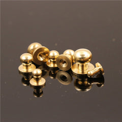 B 10pcs Solid brass  sam brown browne button screw back Round head ball post studs nail rivets leather craft accessory