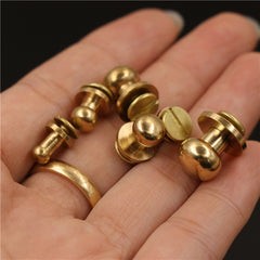 B 10pcs Solid brass  sam brown browne button screw back Round head ball post studs nail rivets leather craft accessory