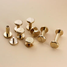 Load image into Gallery viewer, B 10pcs Solid Brass Binding Chicago Screws Nail Stud Rivets For Photo Album Leather Craft Studs Belt Wallet Fasteners 10mm cap