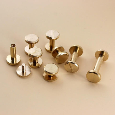 B 10pcs Solid Brass Binding Chicago Screws Nail Stud Rivets For Photo Album Leather Craft Studs Belt Wallet Fasteners 10mm cap