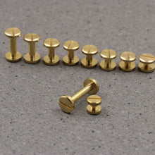 Carregar imagem no visualizador da galeria, B 10pcs Solid Brass Binding Chicago Screws Nail Stud Rivets For Photo Album Leather Craft Studs Belt Wallet Fasteners 10mm cap