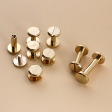 Carregar imagem no visualizador da galeria, B 10pcs Solid Brass Binding Chicago Screws Nail Stud Rivets For Photo Album Leather Craft Studs Belt Wallet Fasteners 10mm cap