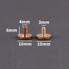 Load image into Gallery viewer, B 10pcs Solid Brass Binding Chicago Screws Nail Stud Rivets For Photo Album Leather Craft Studs Belt Wallet Fasteners 10mm cap