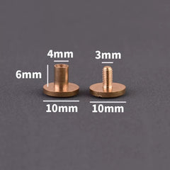 B 10pcs Solid Brass Binding Chicago Screws Nail Stud Rivets For Photo Album Leather Craft Studs Belt Wallet Fasteners 10mm cap