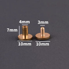 B 10pcs Solid Brass Binding Chicago Screws Nail Stud Rivets For Photo Album Leather Craft Studs Belt Wallet Fasteners 10mm cap