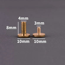 Carica l&#39;immagine nel visualizzatore di Gallery, B 10pcs Solid Brass Binding Chicago Screws Nail Stud Rivets For Photo Album Leather Craft Studs Belt Wallet Fasteners 10mm cap