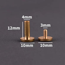 Load image into Gallery viewer, B 10pcs Solid Brass Binding Chicago Screws Nail Stud Rivets For Photo Album Leather Craft Studs Belt Wallet Fasteners 10mm cap