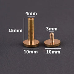 B 10pcs Solid Brass Binding Chicago Screws Nail Stud Rivets For Photo Album Leather Craft Studs Belt Wallet Fasteners 10mm cap