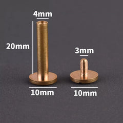 B 10pcs Solid Brass Binding Chicago Screws Nail Stud Rivets For Photo Album Leather Craft Studs Belt Wallet Fasteners 10mm cap