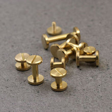 Afbeelding in Gallery-weergave laden, B 10pcs Solid Brass Binding Chicago Screws Nail Stud Rivets For Photo Album Leather Craft Studs Belt Wallet Fasteners 10mm cap