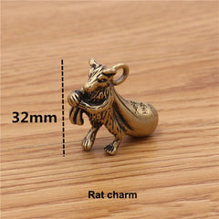 A 1pcs Solid Brass Keychain Charm Pendant High Quality Chinese Zodiac Signs Leather Craft DIY Decoration Keyring Animals CLOXY