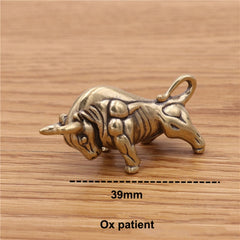 A 1pcs Solid Brass Keychain Charm Pendant High Quality Chinese Zodiac Signs Leather Craft DIY Decoration Keyring Animals CLOXY