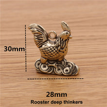 Load image into Gallery viewer, A 1pcs Solid Brass Keychain Charm Pendant High Quality Chinese Zodiac Signs Leather Craft DIY Decoration Keyring Animals CLOXY