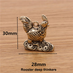 A 1pcs Solid Brass Keychain Charm Pendant High Quality Chinese Zodiac Signs Leather Craft DIY Decoration Keyring Animals CLOXY