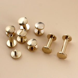 B 10pcs Solid Brass Binding Chicago Screws Nail Stud Rivets For Photo Album Leather Craft Studs Belt Wallet Fasteners 10mm cap