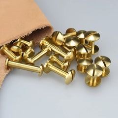 B 10pcs Solid Brass Binding Chicago Screws Nail Stud Rivets For Photo Album Leather Craft Studs Belt Wallet Fasteners 10mm cap