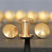 Carregar imagem no visualizador da galeria, B 10pcs Solid Brass Binding Chicago Screws Nail Stud Rivets For Photo Album Leather Craft Studs Belt Wallet Fasteners 10mm cap