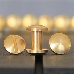 B 10pcs Solid Brass Binding Chicago Screws Nail Stud Rivets For Photo Album Leather Craft Studs Belt Wallet Fasteners 10mm cap