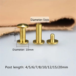 B 10pcs Solid Brass Binding Chicago Screws Nail Stud Rivets For Photo Album Leather Craft Studs Belt Wallet Fasteners 10mm cap