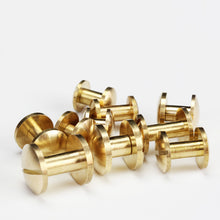 Carregar imagem no visualizador da galeria, B 10pcs Solid Brass Binding Chicago Screws Nail Stud Rivets For Photo Album Leather Craft Studs Belt Wallet Fasteners 10mm cap