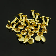 B 100pcs Brass Round Double Cap Rivets Stud Rivet Collision Nail Leather Craft Bag Belt Clothing Garment Shoe Decor Fastener