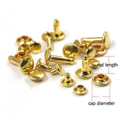 B 100pcs Brass Round Double Cap Rivets Stud Rivet Collision Nail Leather Craft Bag Belt Clothing Garment Shoe Decor Fastener