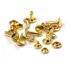 B 100pcs Brass Round Double Cap Rivets Stud Rivet Collision Nail Leather Craft Bag Belt Clothing Garment Shoe Decor Fastener