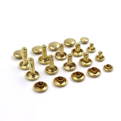 B 100pcs Brass Round Double Cap Rivets Stud Rivet Collision Nail Leather Craft Bag Belt Clothing Garment Shoe Decor Fastener