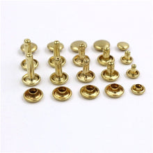 Load image into Gallery viewer, B 100pcs Brass Round Double Cap Rivets Stud Rivet Collision Nail Leather Craft Bag Belt Clothing Garment Shoe Decor Fastener